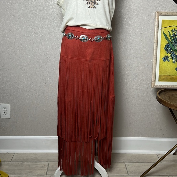 Faux Leather Fringe Skirt - Picture 4 of 10
